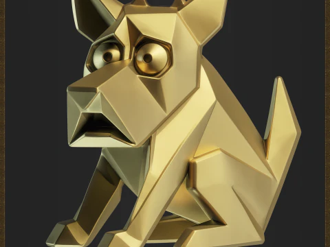 Stylized Geometric Dog Pendant 3D Print Model