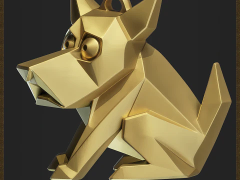 Stylized Geometric Dog Pendant 3D Print Model