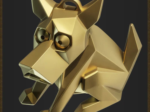 Stylized Geometric Dog Pendant 3D Print Model