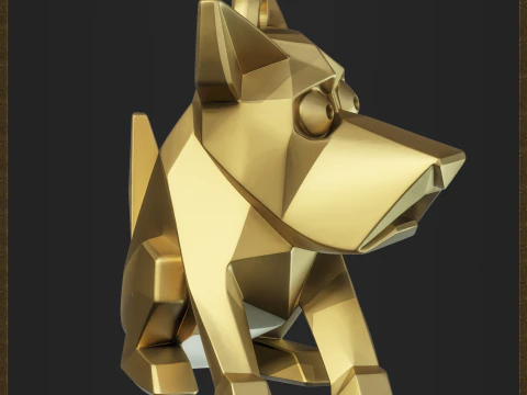 Stylized Geometric Dog Pendant 3D Print Model