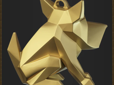 Stylized Geometric Dog Pendant 3D Print Model