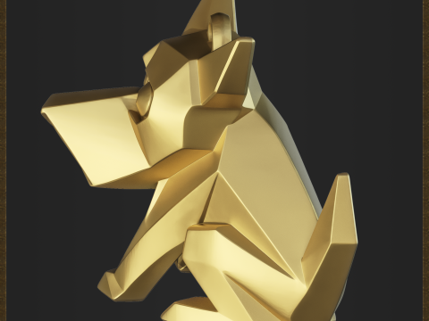 Stylized Geometric Dog Pendant Model Cetak 3D