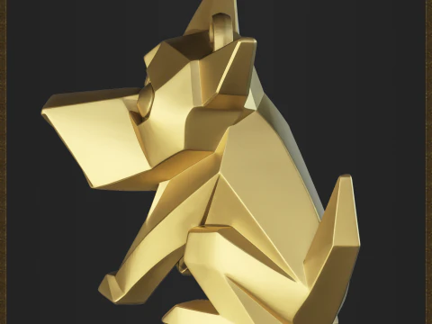 Stylized Geometric Dog Pendant 3D Print Model