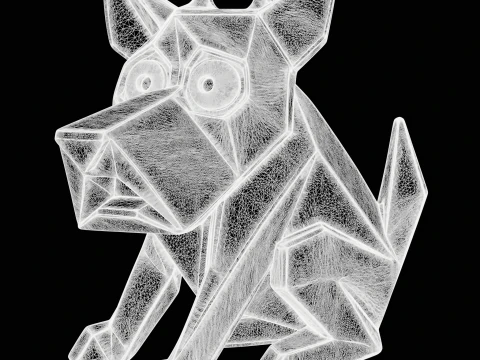 Stylized Geometric Dog Pendant 3D Print Model