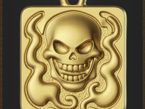 Stylized Skull Pendant 3D Print Model