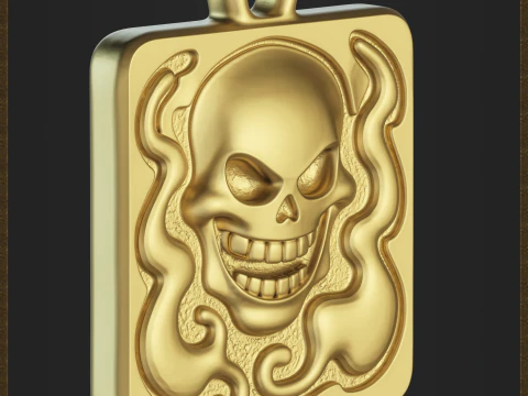 Stylized Skull Pendant 3D Print Model