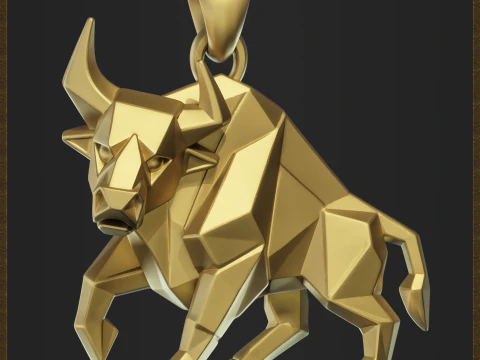 Low Poly Style Charging Bull Jewelry 3D Print Model