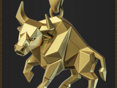 Low Poly Style Charging Bull Jewelry Modèles 3D en vedette