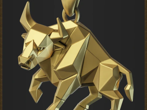 Low Poly Style Charging Bull Jewelry 3D Print Model