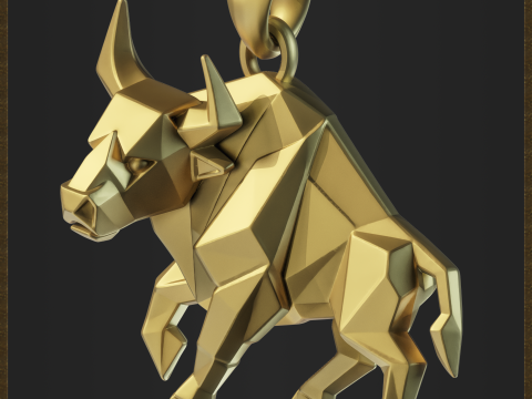 Low Poly Style Charging Bull Jewelry Modèles 3D en vedette