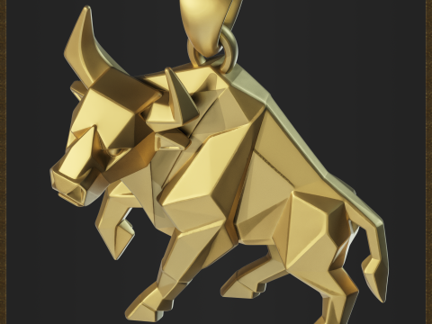 Low Poly Style Charging Bull Jewelry Modèles 3D en vedette