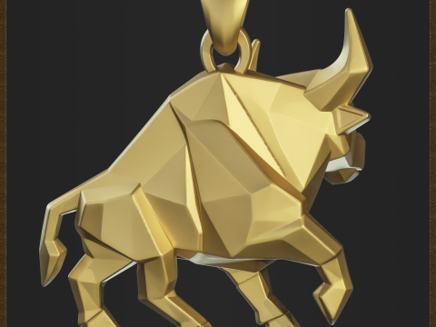 Low Poly Style Charging Bull Jewelry Modèles 3D en vedette