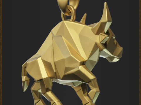 Low Poly Style Charging Bull Jewelry Modèles 3D en vedette
