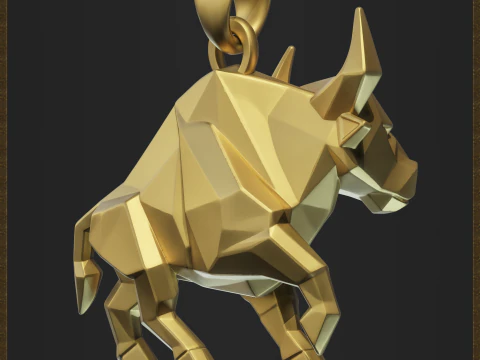 Low Poly Style Charging Bull Jewelry 3D Print Model