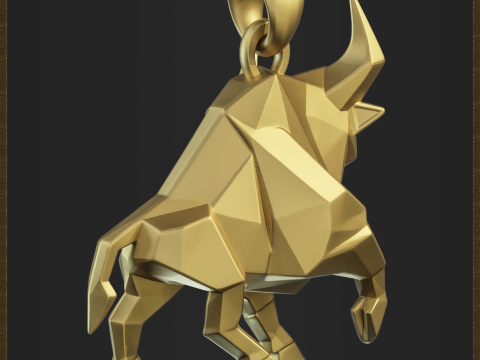 Low Poly Style Charging Bull Jewelry Modèles 3D en vedette