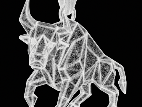 Low Poly Style Charging Bull Jewelry Modèles 3D en vedette