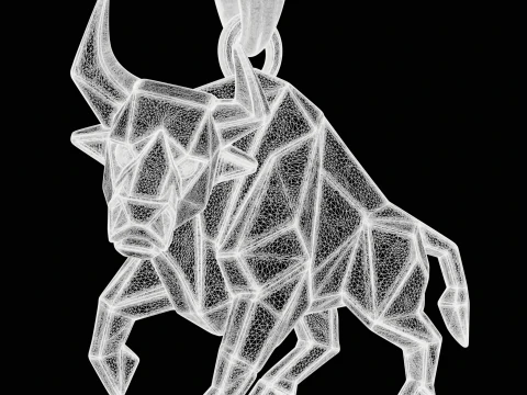 Low Poly Style Charging Bull Jewelry 3D Print Model