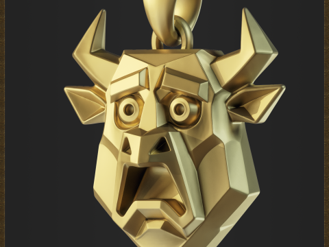 Stylized Geometric Bull Pendant Modelo de impresión 3D