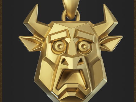 Stylized Geometric Bull Pendant Modelo de impresión 3D