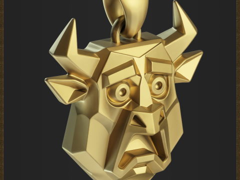 Stylized Geometric Bull Pendant Modelo de impresión 3D