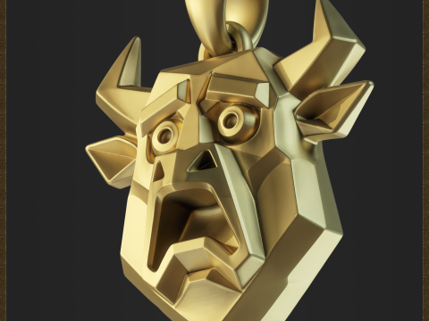 Stylized Geometric Bull Pendant Modelo de impresión 3D