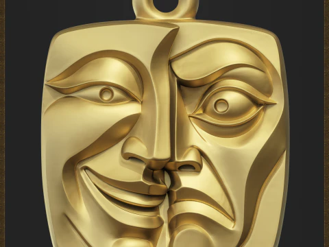 Tragedy Mask Pendant 3D Print Model