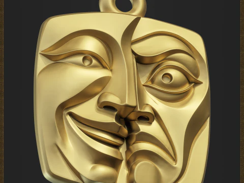 Tragedy Mask Pendant 3D Print Model