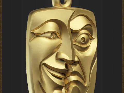 Tragedy Mask Pendant 3D Print Model