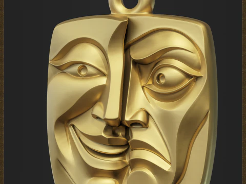 Tragedy Mask Pendant 3D Print Model