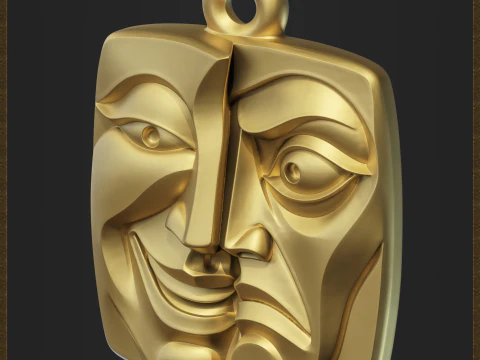 Tragedy Mask Pendant 3D Print Model