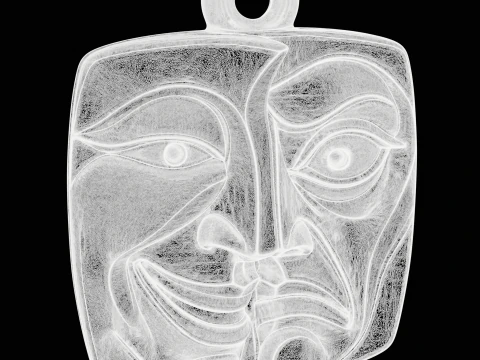 Tragedy Mask Pendant 3D Print Model