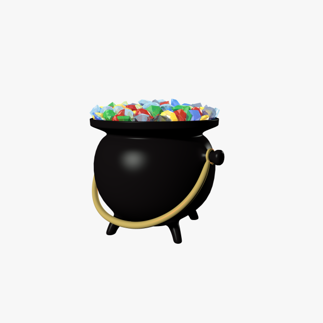 pot of gems 3D Model .c4d .max .obj .3ds .fbx .stl .blend 