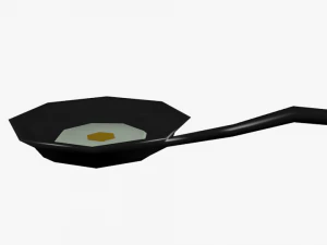 frigideira com ovo lowpoly Modelo 3D