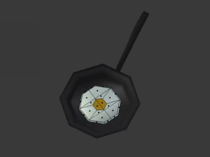 frying pan with egg lowpoly 3D Model