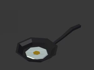 frying pan with egg lowpoly 3D Model