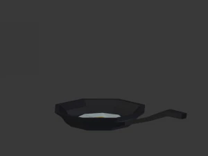 frying pan with egg lowpoly 3D Model