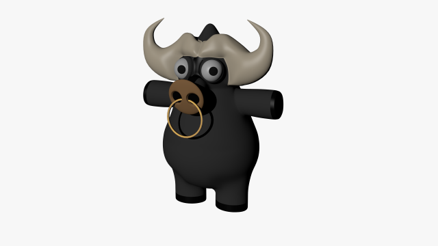 funny cartoon buffalo Modello 3D .c4d .max .obj .3ds .fbx .stl .blend 