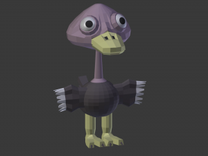 funny cartoon ostrich 3D Model