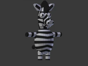 funny cartoon zebra 3D Model