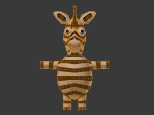 funny cartoon zebra 3D Model