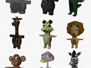funny cartoon exotic animals collection 3D मॉडल