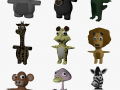 funny cartoon exotic animals collection 3D 模型