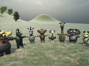 funny cartoon exotic animals collection 3D Model