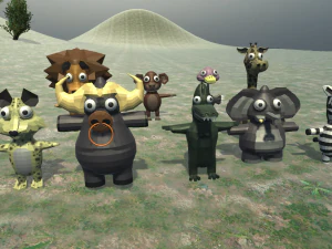 funny cartoon exotic animals collection 3D Model