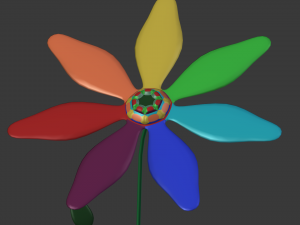rainbow cartoon flower 3D-Modell