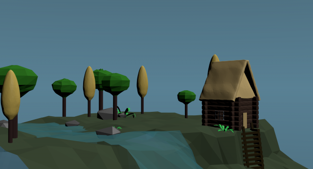 near the river lowpoly scene Modelo 3D .c4d .max .obj .3ds .fbx .stl .blend 