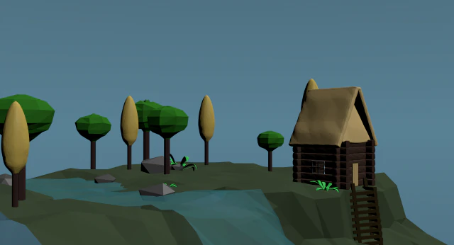 near the river lowpoly scene 3D Model .c4d .max .obj .3ds .fbx .stl .blend 