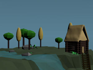 near the river lowpoly scene 3D Model