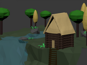 near the river lowpoly scene Modelo 3D