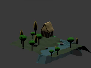 near the river lowpoly scene 3D Model